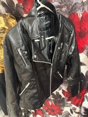 Black Faux Leather Biker Jacket